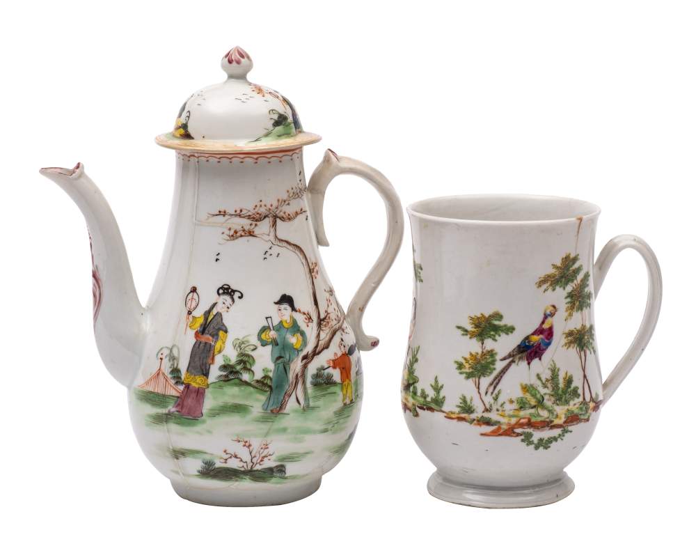 A Plymouth mug and a Bristol coffee pot and cover: both of baluster form,