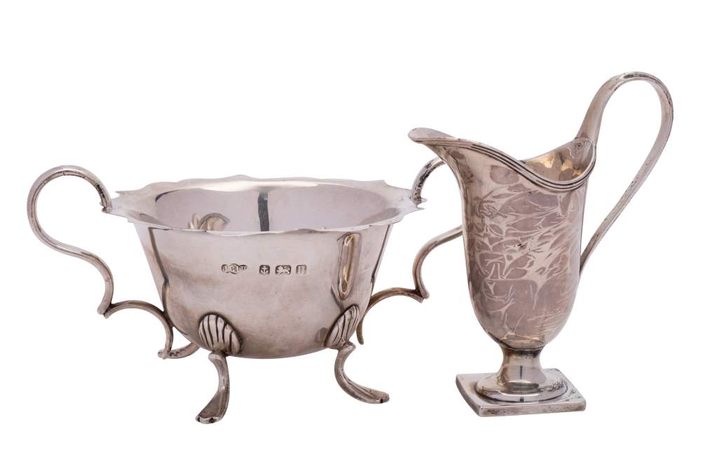 A George V silver sugar basin, maker Joseph Gloster Ltd, Birmingham,