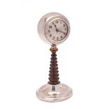 A George V oak and silver mounted bedside pedestal timepiece, maker Charles Perry & Co, Chester,