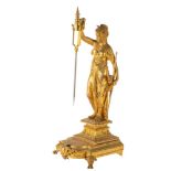 A French Victorian statue to take a mystery clock: in the form of a classical lady standing on a