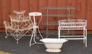 Three late Victorian wirework plant stands, late 19th century,
