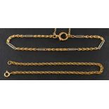 Two bracelets,: including a ropetwist bracelet, stamped '10K', length ca. 18.5cm, weight ca. 1.