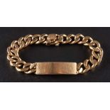 A 9ct gold curb-link identity bracelet with plain frontispiece,: with hallmarks for Birmingham,