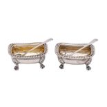 A pair of George III silver salts, maker Joseph Angell I, London, 1815: crested,