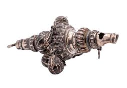 A George V child's silver rattle, maker Colen Cheshire, Chester,
