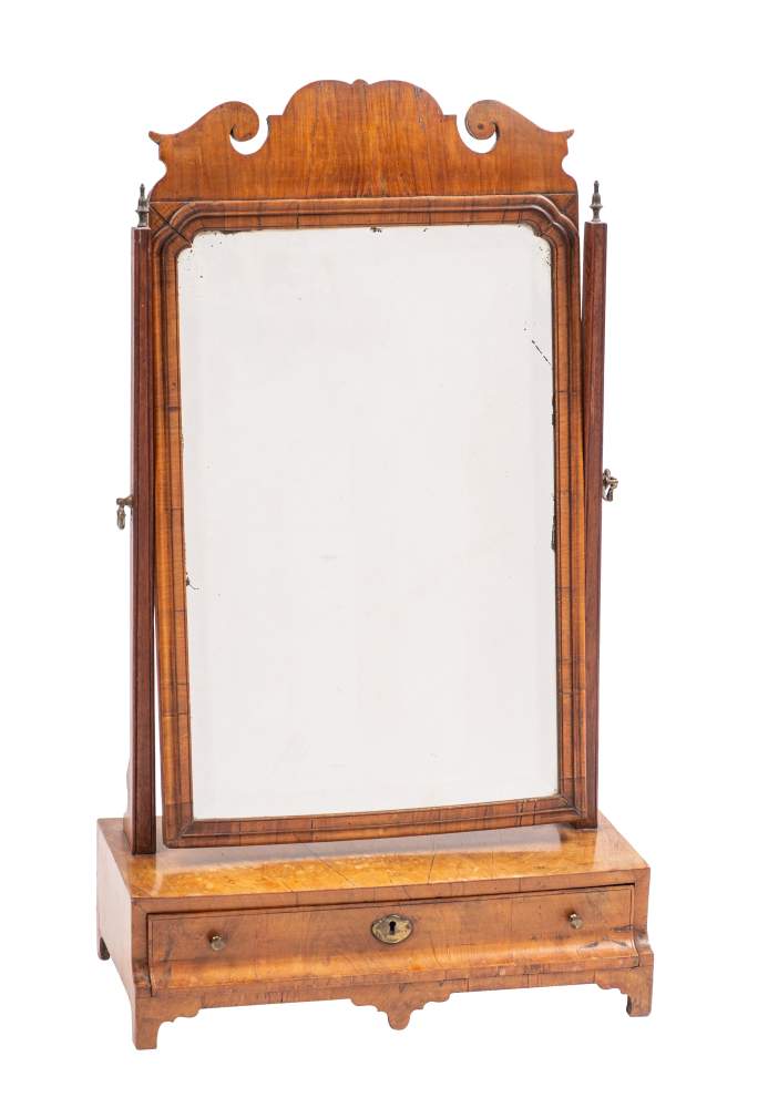 A George II walnut dressing table mirror, circa 1740,