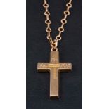 A 9ct gold cruciform pendant,: with hallmarks for Birmingham and engraving to verso,