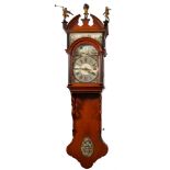 A Dutch 'Frisian' wall clock: the weight-driven chain-wound movement having turned brass pillars