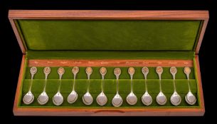 A set of twelve Elizabeth II Royal Horticultural Society Flower Spoons, maker John Pinches Ltd,