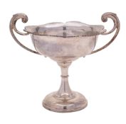 A George V silver twin handled trophy cup, maker Wakely & Wheeler, London,