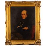 WITHDRAWN LOT English School, 19th Century- Portrait of a gentleman, half-length seated,