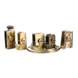 Five fusee movements and three cast-brass clock bezels: including Fredk.