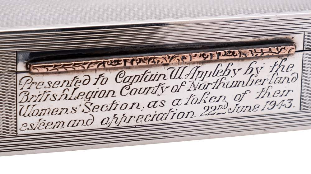 An Edward VIII silver cigarette box, maker Dudley Russell Howitt, Birmingham, 1936: inscribed, - Image 2 of 2