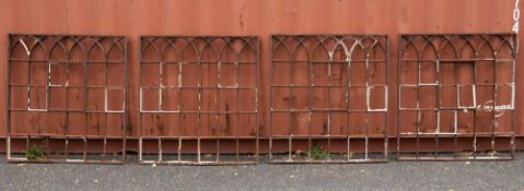 A set of four Victorian cast iron window frames, second half 19th century,: rectangular,
