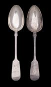 A Victorian provincial silver Fiddle pattern tablespoon, maker John Stone, Exeter, 1847:,