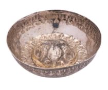 A Continental silver wine taster, possibly German: of circular outline,