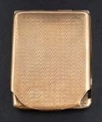 A 9ct gold vesta case with engine-turned decoration,: with sponsor's mark for William Neale,