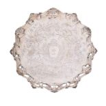 A George II silver salver , maker Richard Rugg I, London, 1758: Crested,