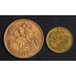 An Edward VII half sovereign gold coin, 1910,: diameter ca. 19mms, total weight ca. 3.