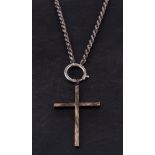 A silver crucifix on chain: the crucifix hallmarked for silver,