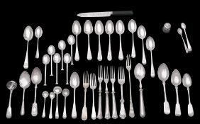 A mixed collection of assorted silver flatwares, various makers and dates: includes tea spoons,