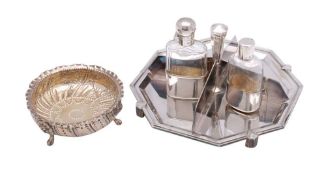 A mixed collection of silver and silver plate: includes,