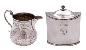 A late Victorian silver tea caddy, maker's mark worn, London, 1897: initialled,