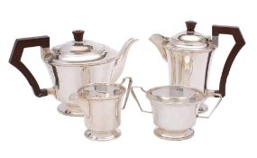 A George VI silver four-piece tea service, maker Charles S Green & Co Ltd, Birmingham,