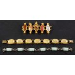 Three gemset bracelets,: including a jade bracelet, stamped '925', weight ca. 13.