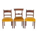 A harlequin group of six Regency mahogany and upholstered dining chairs, early 19th century,