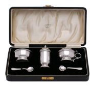 A George V silver five-piece condiment set, maker Adie Brothers Ltd, Birmingham,
