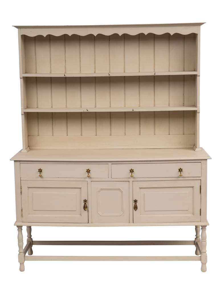 An associated suite of cream painted wood furniture, 20th century,: comprising a dresser, - Bild 2 aus 3