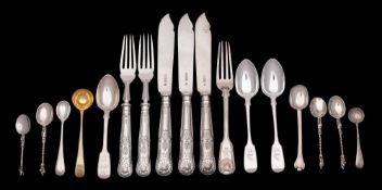A collection of assorted silver flatwares, various makers and dates: includes,