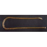 A flattened, curb-link necklace,: stamped '375', length ca. 55.5cm, total weight ca. 50.