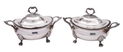 A pair of George III silver tureens and covers, maker Robert Hennell II, London,