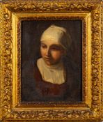 European School Circa 1800- Portrait of a young nun,:- head and shoulders oil on panel, 20 x 15cm.