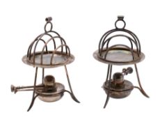 Asprey & Co, a pair of plated toast warming stands and burners: stamped Asprey, London,