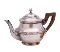 A 19th century French silver teapot, maker L B possibly Lucien Boulard,