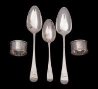 A pair of George III silver Old English pattern tablespoons, maker Stephen Adams II, London,