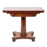 A Regency or George IV rosewood card table, circa 1820,