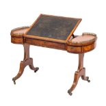 A George IV oak and burr oak writing or draughtsman's table, circa 1825,