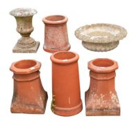 Four Victorian terracotta chimney pots, late 19th century,: comprising a pair of octagonal section,