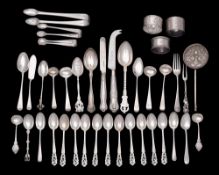 A mixed collection of silver and plated wares, various makers and dates: includes, spoons,