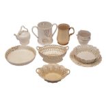 A mixed lot of late 18th/19th century plain creamware: including three baskets,