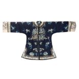A mid/late 19th century Chinese embroidered court jacket: with all over decoration of floral sprays