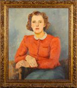 Sylvia Marshall, early 20th Century- Portrait of Marjorie de Sydenham Lynn Shaw, half-length seated,