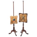 A pair of Regency rosewood polescreens, early 19th century,