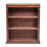 A mahogany and marble topped open bookcase in Regency style, 20th century,