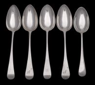 A pair of George IV silver Old English pattern tablespoons, maker William Eaton, London,