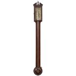 Donegan, Holborn a Georgian stick barometer: the silvered dial with usual barometer markings,